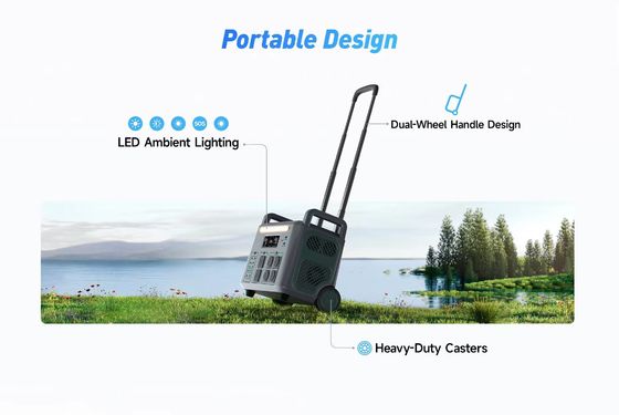 محطة الطاقة المحمولة ATZ 3600W EU إخراجات متعددة AC و DC 230VAC تصميم عجلات مزدوجة